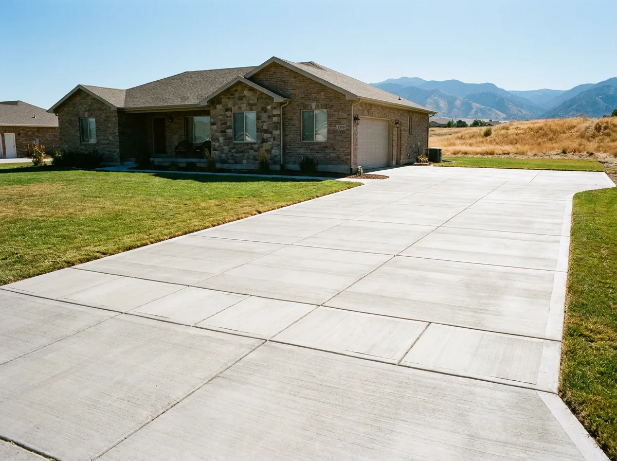 Freshly poured concrete driveway