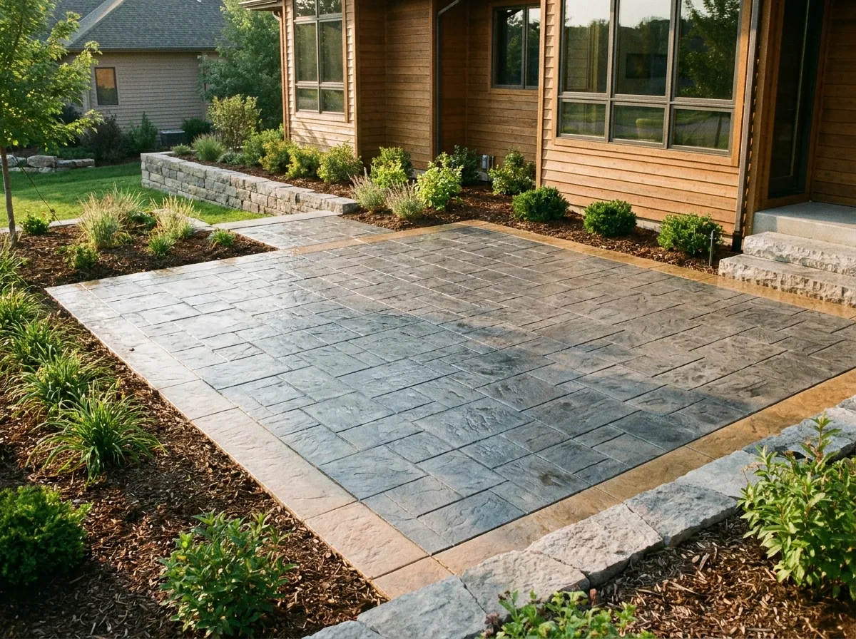 Stamped decorative concrete patio